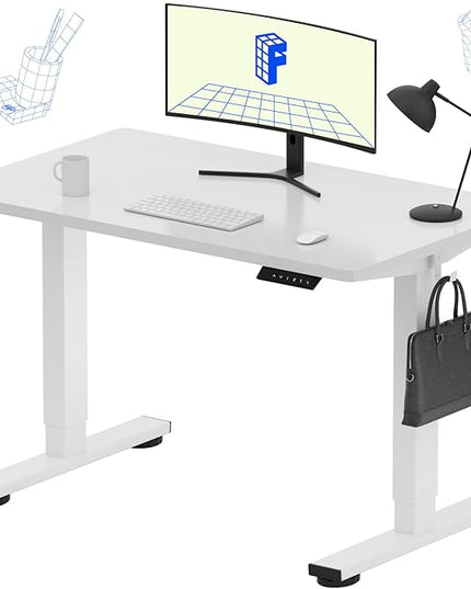 FLEXISPOT EN1 One-Piece Standing Desk, 40"x24" Seamless Desktop Electric Height Adjustable for Home Office, Study Rooms & Multi-Device Workstations, White(White Frame)