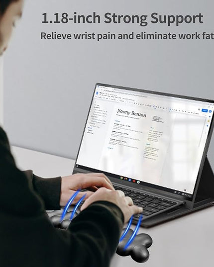 Wrist Rest for Keyboard and Mouse, Upgrade Enlarge Mouse Pad Wrist Rest, Ergonomic Memory Foam, Non-Slip Base for Computer Gaming & Office Work, 2 Piece Set, Clouds Black (17.71x3.15+6.29x3.15 inch)