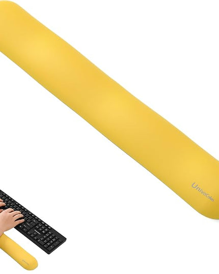 UnivoColors Design-Wave Keyboard Wrist Rest, Artificial Sheepskin+Memory Foam+Ergonomic+Anti-Slip Gel, Resilience Support During Work and Gaming,Keyboard Accessory,Yellow