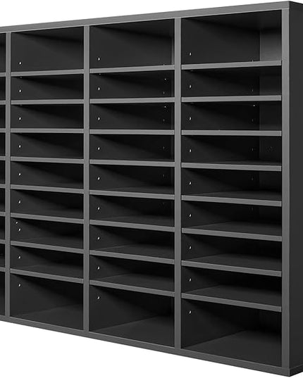 VEVOR Literature Organizer, 36 Compartments Office Mailbox with Adjustable Shelves, Wooden Mailbox Sorter Medium Density Fiberboard Office Home Classroom Storage for Files, Documents, Papers, Grey