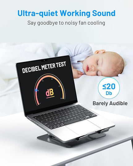 Metfut Laptop Cooling Pad with Detachable Fan & Thermoelectric Cooler, Adjustable Height & Angle, 360 Rotation Base, Carbon Steel Framework, Ultra-Quiet & Super Sturdy for up to 15.6” Laptop