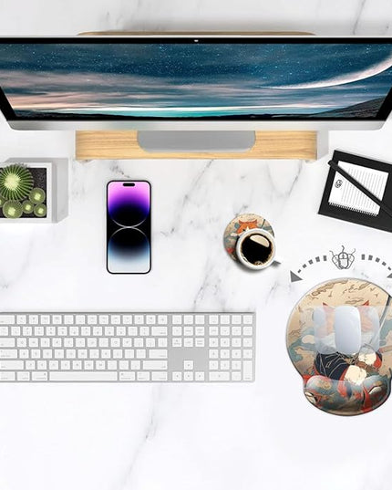 Ergonomic Mouse Pad with Wrist Support,Mouse Pad with Wrist Rest,Relieve Wrist Pain Mousepad Non-Slip Rubber Base,Mouse Pads for Desk,Computers,Laptop,Office,Home,Accessories Cute Cat