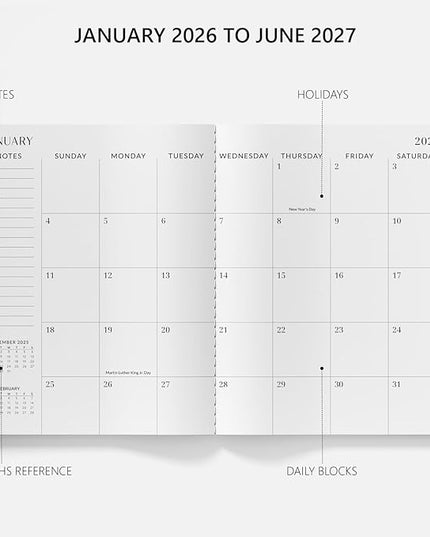 Monthly Planner 2026-2027, Jotsome 18 Months Calendar Planner from January 2026 to June 2027, 8.5"x11", Sewing Binding, Soft Cover, Daily Monthly Personal Planner for School Plan, Study and Schedule, Multi