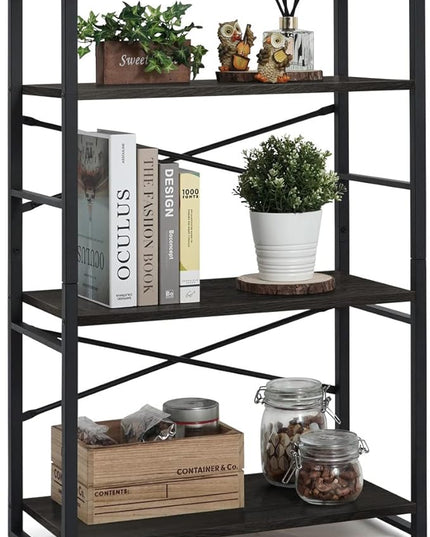 CAPHAUS 3 Tier Small Bookshelf, 24 Inch Width Free Standing Shelf, Bookcase Shelf Storage Organizer, Industrial Book Shelves for Home Office, Living Room, Black Shelves & Metal Frame