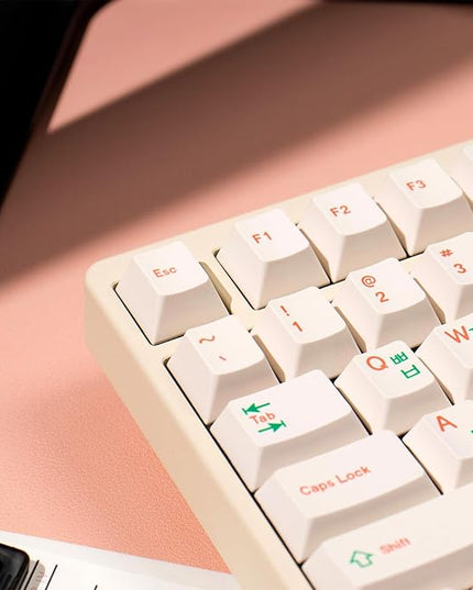 mintcaps Keycaps, 144Keys Dye-Sublimation PBT Keycaps Beige Korean Cherry Profile Keycap for 65% 70% 75% 100% Gateron Cherry Mx Switches Mechanical Keyboard