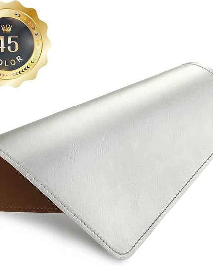 Mouse Pad, PU Mouse Pad，Leather Mouse Pad with Stitched Edge Micro-Fiber Base with Non-Slip Waterproof，Mouse Pad for Computers，Laptop, 8x11Inch (Silver)