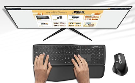 Arteck Multi-Device Comfortable Wireless Bluetooth Keyboard with Nano USB-A, USB-C Type C Receiver Palm Wrist Rest Full Size Keyboard for Windows iPad OS Android, Computer Desktop Laptop PC Tablet