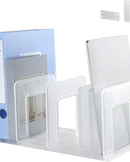 Translucent Frosted Adjustable Vertical File Sorter Sturdy Plastic Expandable Upright File Holder, Desktop Binder Organizer, School Office File Book Organization, Assemble Easily Endlessly