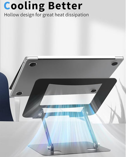 SOUNDANCE Laptop Stand for Desk with Stable Heavy Base, Adjustable Height Multi-Angle, Ergonomic Metal Riser Holder, Foldable Mount Elevator, Compatible with 10 to 15.6 Inches PC Computer, Black