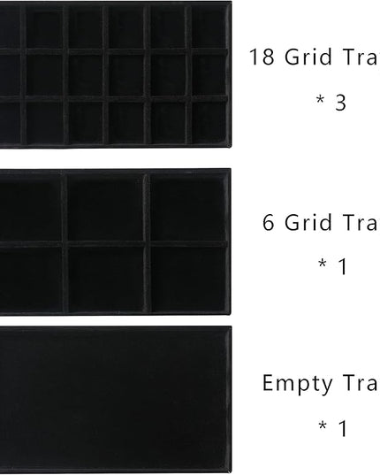 Frebeauty Acrylic Jewelry Organizer Earring Organizer Box with 5 Drawers Earring Holder Organizer with Velvet Trays Clear Jewelry Box for Women Earring Display for Rings Studs(Black)