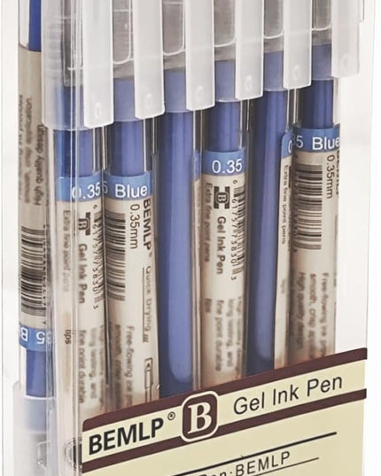 BEMLP Gel Ink Pen Extra fine point 0.35mm Blue Liquid Rollerball Pens Quick Drying Gel Pens School Office student Exam Writing Stationery Supply 12 Pcs/Set (Blue)