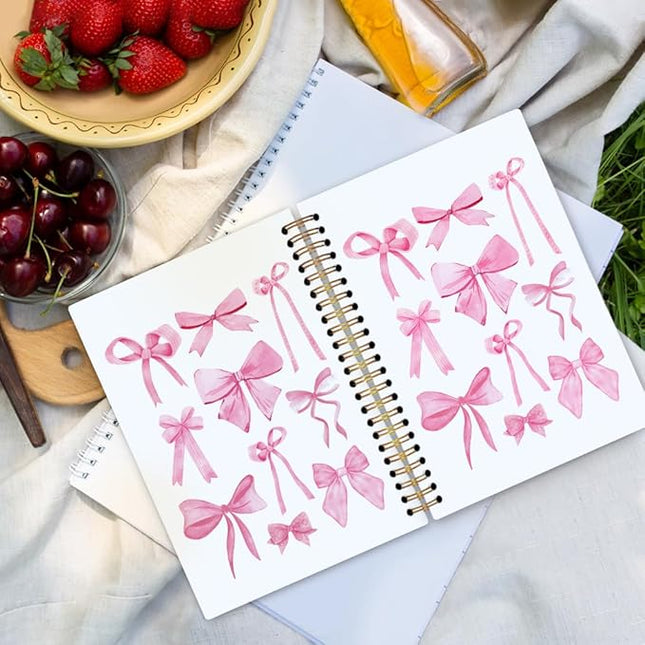 dvhdajed Coquette Pink Bow Spiral Notebook, Preppy Girly Journaling Notebooks, Preppy Bow Spiral Journal for Girls Women Teen Girls, Pink Girly Office School Supplies Gifts, 5.5x8.3 In