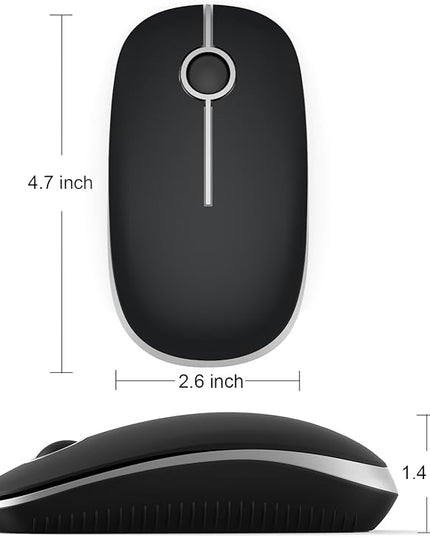 VssoPlor Wireless Mouse, 2.4G Slim Portable Computer Laptop Mouse with Nano Receiver Quiet Silent Optical Mice for Notebook, PC, Laptop, Computer-Black and Silver