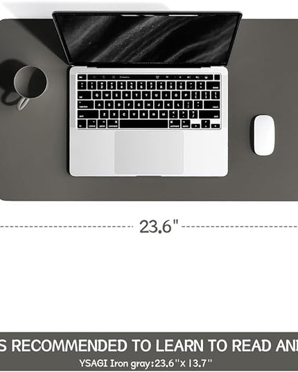 YSAGi Non-Slip Leather Desk Pad, Waterproof Laptop Computer Desk Keyboard Mat, Table Protector Blotter Mat, Large Mouse Pad for Office/Work/Home/Decor(Dark Gray, 23.6" x 13.7")