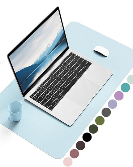 YSAGi Non-Slip Leather Desk Pad, Waterproof Laptop Computer Desk Keyboard Mat, Table Protector Blotter Mat, Large Mouse Pad for Office/Work/Home/Decor(Sky Blue, 23.6" x 13.7")