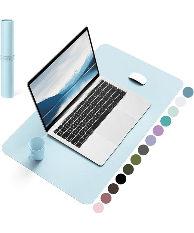 YSAGi Non-Slip Leather Desk Pad, Waterproof Laptop Computer Desk Keyboard Mat, Table Protector Blotter Mat, Large Mouse Pad for Office/Work/Home/Decor(Sky Blue, 23.6" x 13.7")