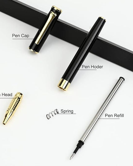 YIVONKA Luxury Ballpoint Pen Black Refill Line width 0.5mm,Best Office Pen Gift for Men & Women Professional Executive,Nice BallPens Classy Gift Box (Black)