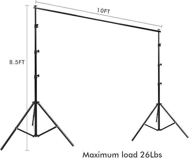 10ft x 8.5ft Adjustable Photography Backdrop Support System Photo Video Studio Muslin Background Stand Kit with Carry Bag
