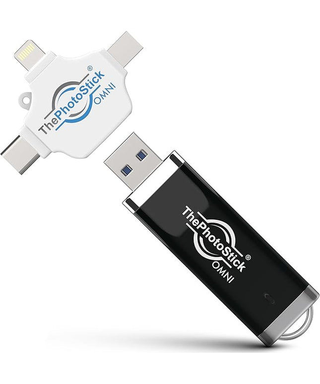 ThePhotoStick® Omni 128GB USB Flash Drive & Memory Stick – Photo & Video Backup for iPhone, Android, Mac & PC – Multiport Connection to Easily Store & Transfer Files