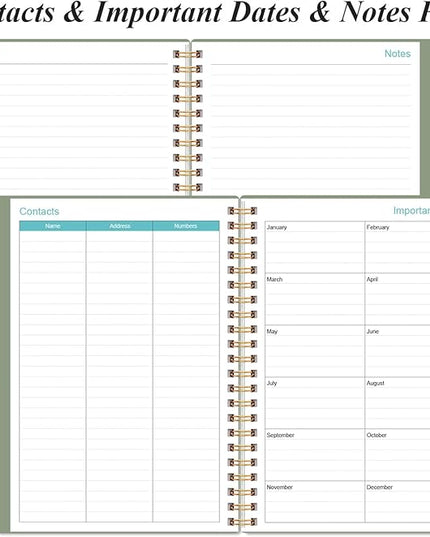Daily Planner 2026 Full Page Per Day- 2026 Daily & Monthly Planner from January 2026 to December 2026, Day Planner 2026 with 12 Months Tabs, 6.4" x 8,5", Green