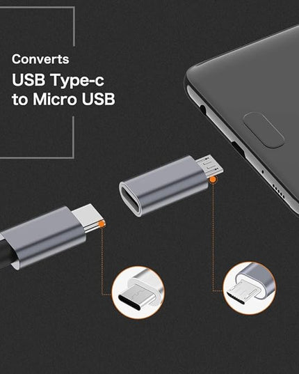 JXMOX USB C to Micro USB Adapter, (4-Pack) Type C Female to Micro USB Male Convert Connector Support Charge Data Sync Compatible with Samsung Galaxy S7 S7 Edge, Nexus 5 6 and Micro USB Devices (Grey)
