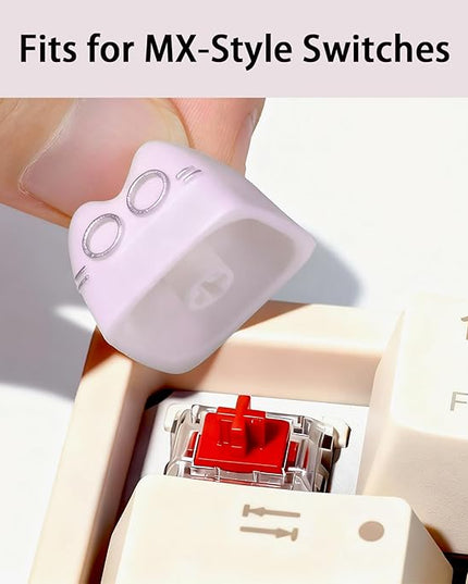 Artisan Keycaps, Cute Cat Custom Key Caps for MX Mechanical Keyboard, Resin Handmade 1U Replacement for Esc Arrow Keys (Pink cat)