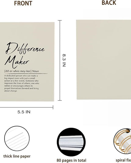 OXW Beige Notebooks for Work, Difference Maker Gift Meeting Notebook Journal for Writing, Employee Appreciation Gifts, Thank You Gifts for Women Men Leader Mentor Boss Manager, 5.5"x8.3"