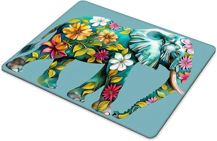 Square Mouse Pad Watercolor Elephant and National Flag-1,Gaming Mouse Pads for Desk,Soft Computer Waterproof Non-Slip Mouse Mat
