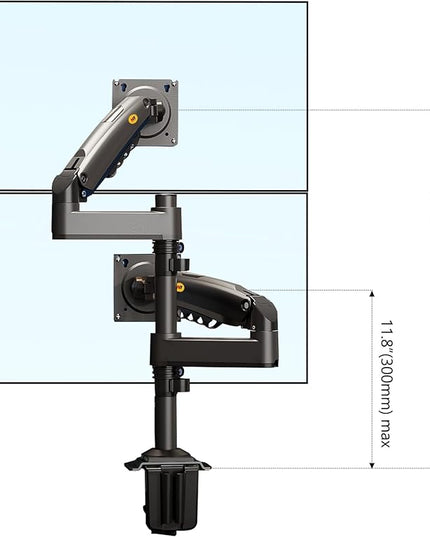 NB North Bayou Dual Monitor Desk Mount Stand Full Motion Swivel Computer Monitor Arm Fits 2 Screens up to 27'' with Load Capacity 4.4~19.8lbs for Each Monitor H180-G