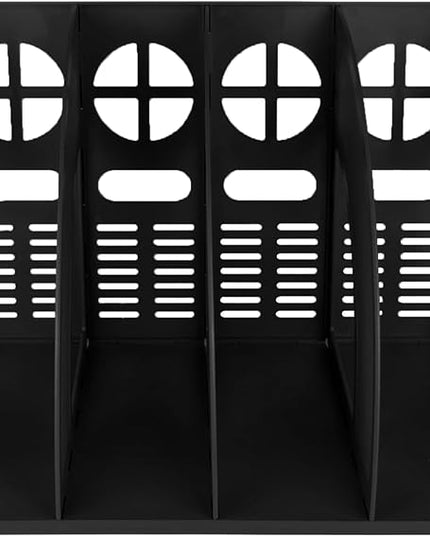 SAYEEC Sturdy Magazine Holder 4 Compartments Plastic Desktop File Organizer File Dividers Office Organizer Storage Document Magaizne Rack Display Box (Black)