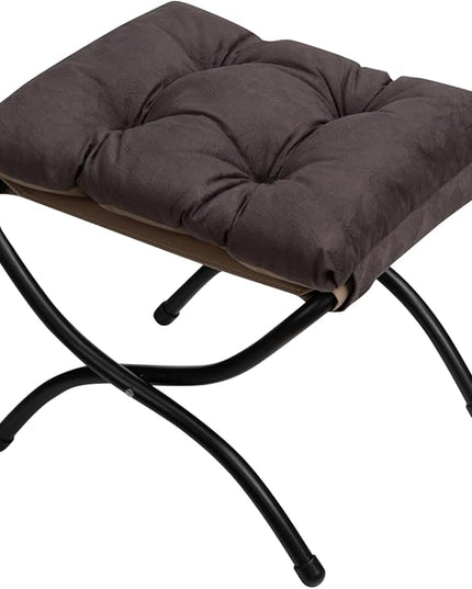 HollyHOME 15"(H) Folding Footrest Stool, Upholstered Small Foldable Ottoman, Accent Padded Sofa Foot Stool for Lazy Chair, Metal Frame Portable Foot Rest Ottoman for Living Room, Bedroom, Coffee