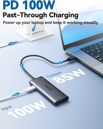 QGeeM USB C Hub,Multiple Converter Adapter 5 in 1,Type C Splitter Extender with Single 8K,Dual 4K/60Hz,10Gbps Data Transfer,PD 100W,for MacBook Pro,iMac,HP（M1/M2 only 1 Display