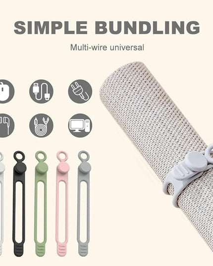 20pcs Data Cable Organizer, 2025 New Silicone Cable Ties Cable Management Organizer, 106mm Reusable Cord Organizers, Colorful Wire Organizers for Cords (20)