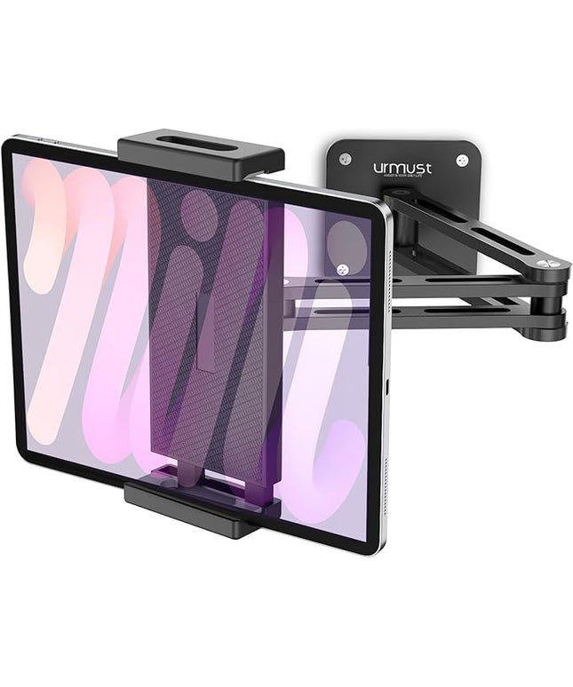 Urmust Tablet Wall Mount Holder for iPad, 360°Rotation Adjustable Tablet Stand Holder with Aluminum Extendable Arm, for iPad mini/Air/Pro/Galaxy Tab/Kindle, All 4.7-13" Phones & Tablets