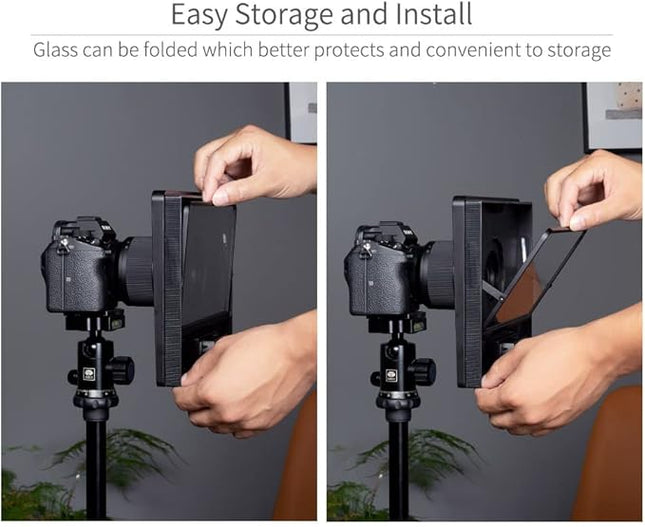 FEELWORLD TP10 10" Portable Foldable Teleprompter for Up to 11" Smartphone Tablet Prompter Phone DSLR Camera Video Record for Live Stream Interview Speech with Remote Control