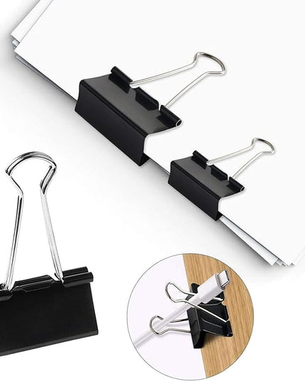 SANNIX 42 PCS Binder Clips, 1 inch 25mm Binder Clips Black Paper Clamps Medium Size for Office Home School