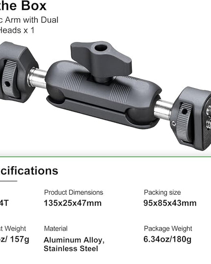 FANAUE Mini Articulating Arm Mount Camera Accessories Compatible with 1/4"-20 to 1/4"-20 Connectors (with Locating Pins) Aluminum-Built Arm Offers Flexibility Connectors