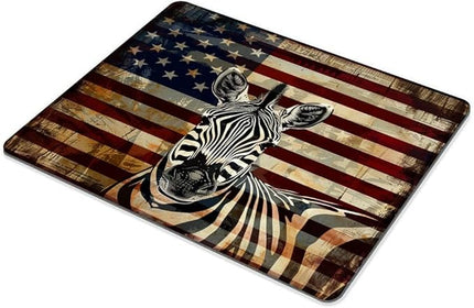 Square Mouse Pad Black and White Zebra and National Flag-3,Gaming Mouse Pads for Desk,Soft Computer Waterproof Non-Slip Mouse Mat