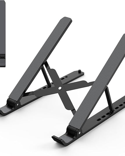 Laptop Stand for Desk, Adjustable Laptop Riser ABS+Silicone Foldable Portable Notebook Holder, Ventilated Cooling Notebook Mount Computer Stand for 10-15.6” Laptops,Tablets-Black