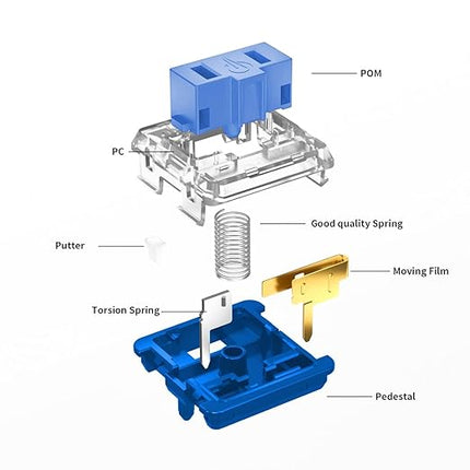 Kailh PG1350 Choc V1 Mechanical Keyboard Switch kailh Low Profile switches for Mechanical Gaming Keyboard, 5-Pin Switches (Blue-35PCS)