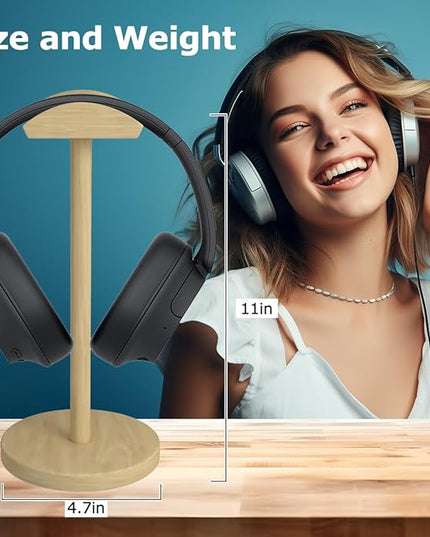 Universal Headphone for Desk Hanger Holder Organizer Keeper Racks Storage Mount Gaming Headset Stand Premium Functional Craftmanship Headset Stand (Wooden)