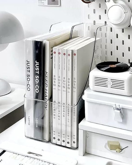 6 Pack Clear Magazine Holder, File Magazine Rack with Handle, Vertical Folder Document Storage, Magazine File Organizer for Desk, Office, Home, School