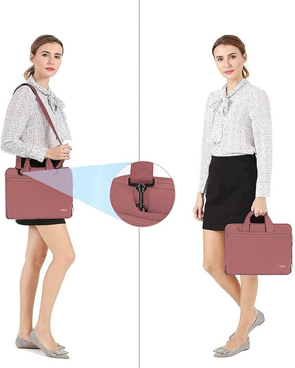 MOSISO 360 Protective Laptop Shoulder Bag Compatible with MacBook Air/Pro, 13-13.3 inch Notebook, Compatible with MacBook Pro 14 inch M5 M4 M3 M2 M1,Matching Color Sleeve with Belt, Dusty Rose