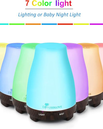 Diffuserlove Essential Oil Diffusers 200ML Remote Control Diffuser Mist Humidifiers BPA-Free Aromatherapy Diffuser (Black Base)