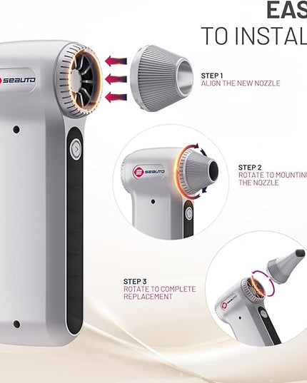 Seauto Electric Air Duster, 110,000 RPM Brushless Motor, Cordless Compressed Air Can Alternative, 3-Gear Powerful Blower for Computer Keyboard, PC Cleaning,Full-Size Appliance,Car,Home and Outdoor