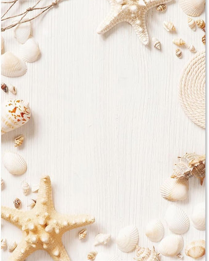 Current Beach Frame Letter Paper - Spring Stationery Papers With Decorative Beach Border, Printable Holiday, Wedding & Bridal Shower, & Invitation Sheets, Set of 25, 8 1/2" x 11"