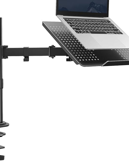 HUANUO Laptop Desk Mount - 17' to 32' Monitor Arm, Ventilated Tray, Fully Adjustable with Tilt, Swivel & Rotation, Holds up to 22 lbs
