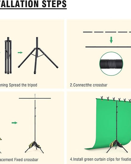 Green Screen Backdrop Kit with Stand, 8x5.3ft Portable GreenScreen Background Stand for Streaming Video and Photography Shoots