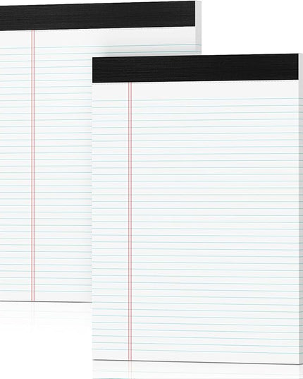 Legal Pads 8.5 x 11 White Note Pads 2 Pack - Double-Sided Printing & Perforated College Ruled Sheets - 30 Sheets Premium Thick Paper, No Ink Bleeding - Good for Office Supplies, Homework, Notes