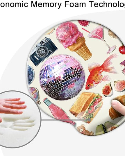 Ergonomic Mouse Pad with Wrist Support,Mouse Pad with Wrist Rest,Relieve Wrist Pain Mousepad Non-Slip Rubber Base,Mouse Pads for Desk,Computers,Laptop,Office,Home,Accessories Pink Stickers